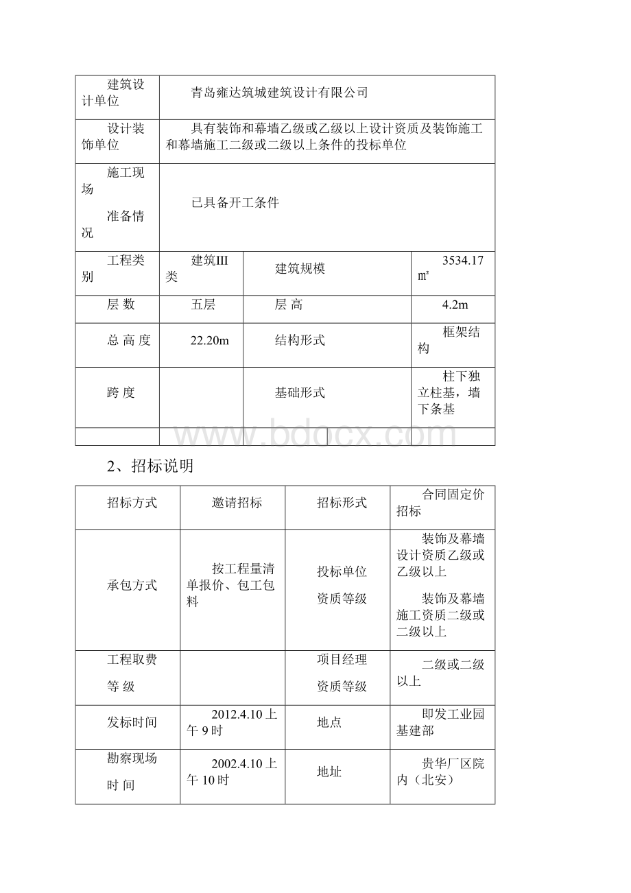 办公楼室内外装饰装修工程招标文件.docx_第2页