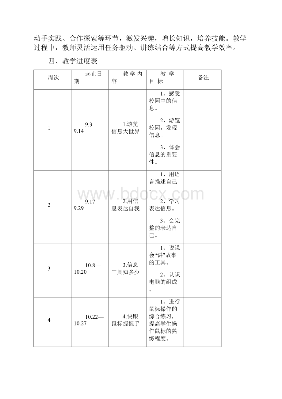 泰山版小学信息技术第一册上教学计划.docx_第2页