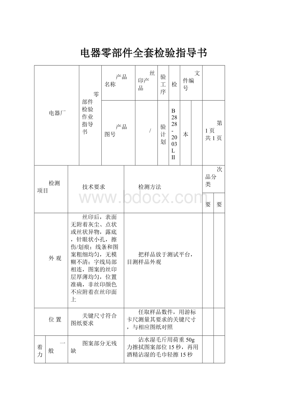 电器零部件全套检验指导书.docx