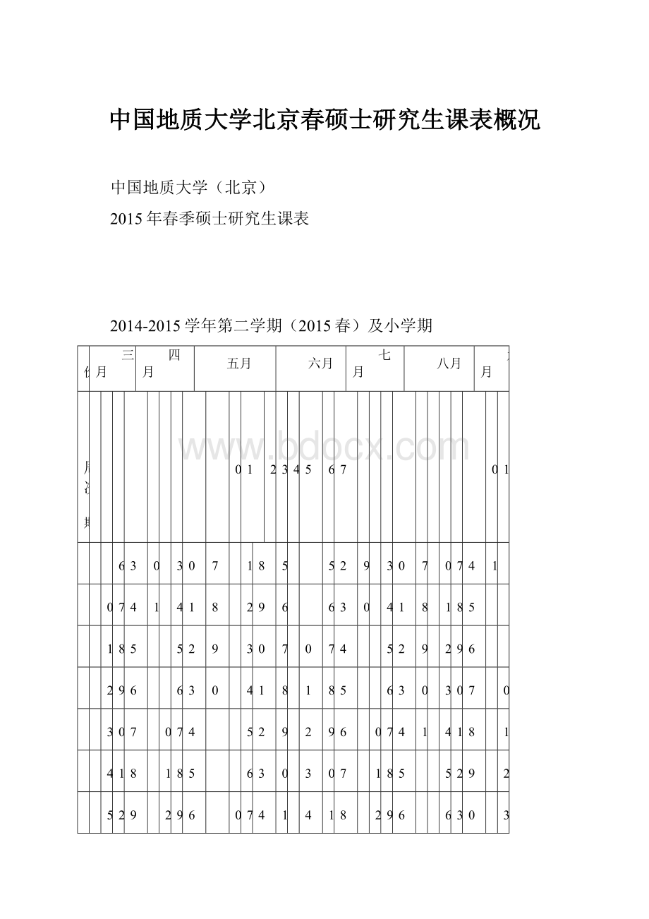 中国地质大学北京春硕士研究生课表概况.docx