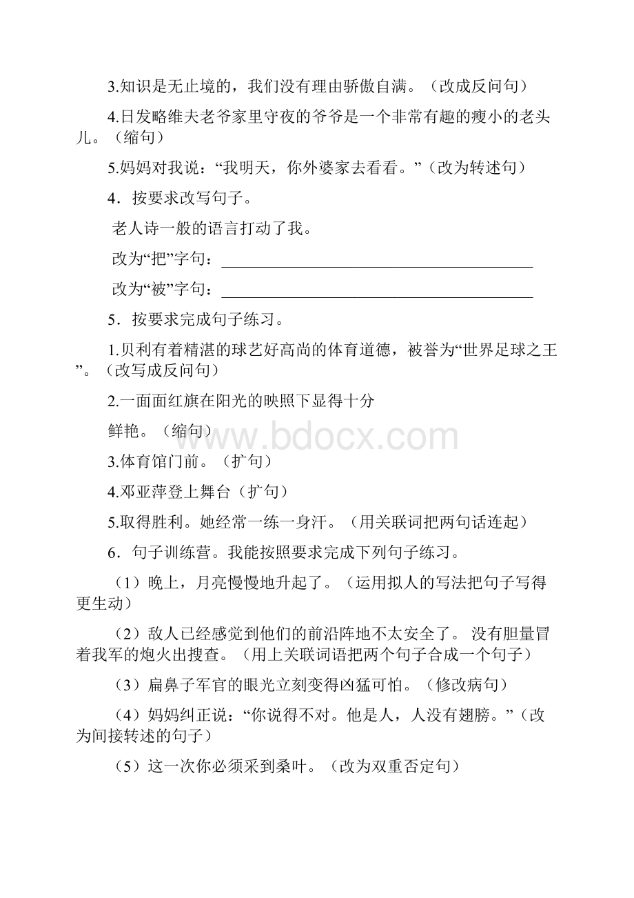 小升初语文知识专项训练6句式转换及答案解析.docx_第2页