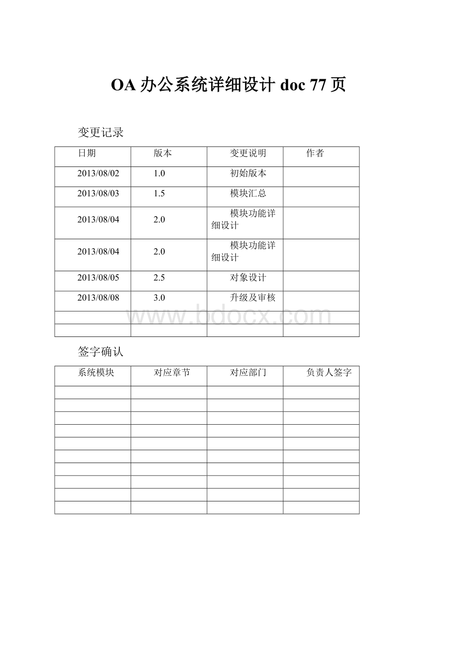 OA办公系统详细设计doc 77页.docx