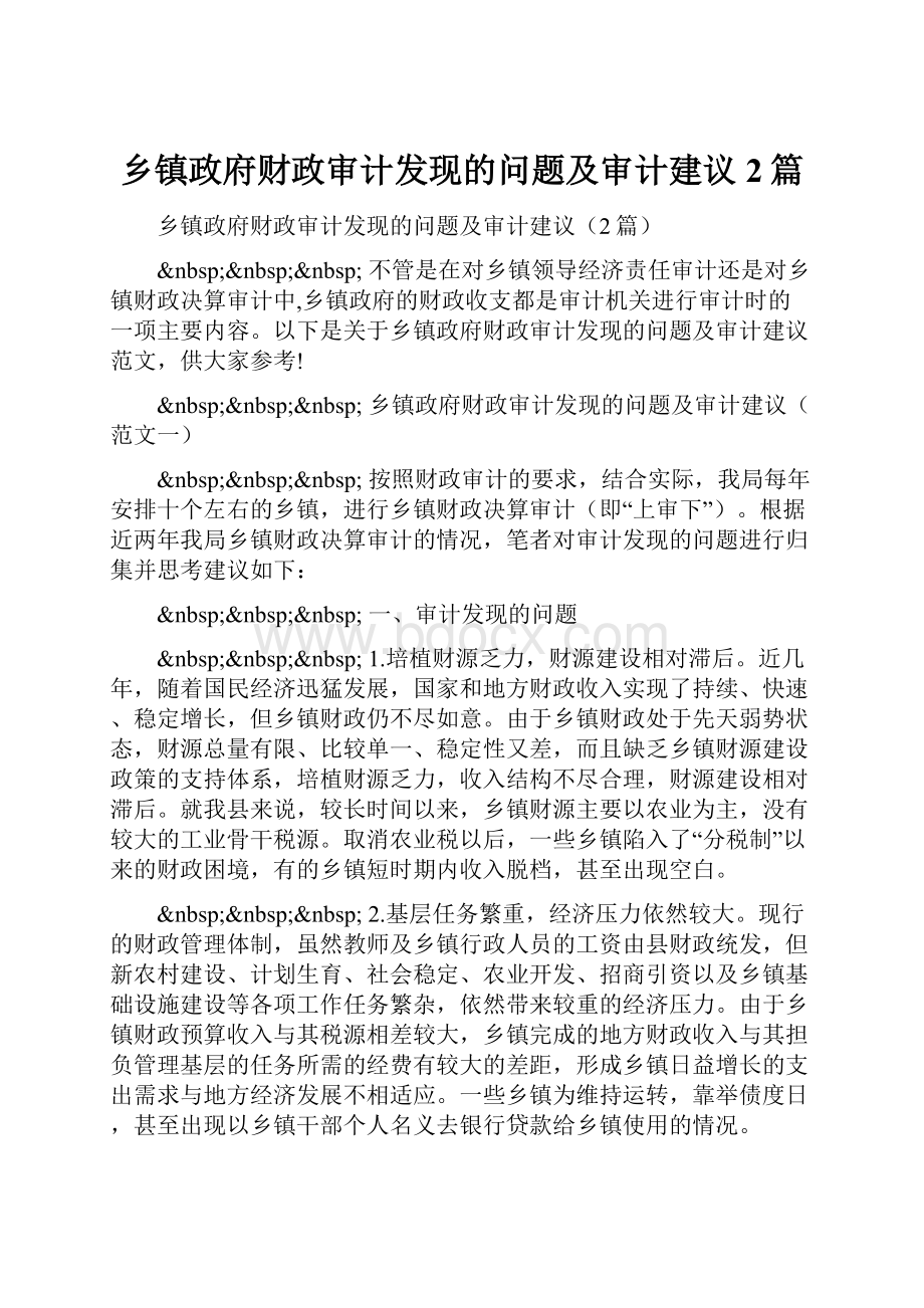 乡镇政府财政审计发现的问题及审计建议2篇.docx