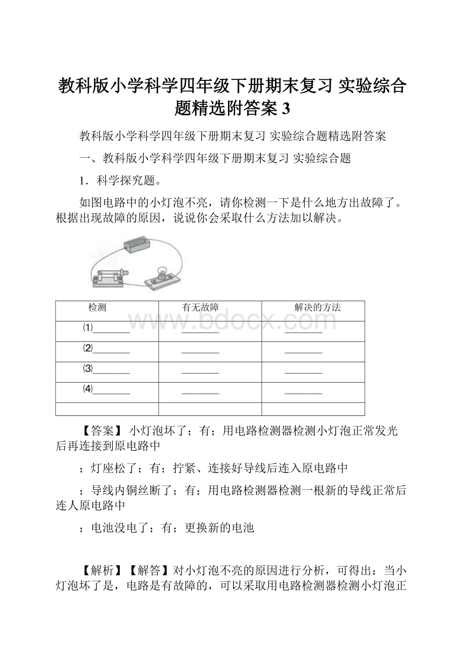 教科版小学科学四年级下册期末复习 实验综合题精选附答案 3.docx_第1页