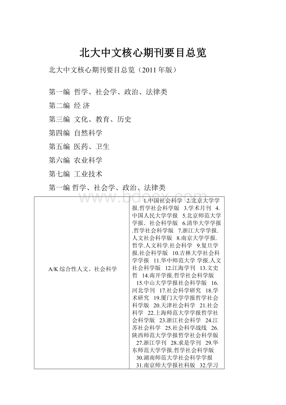 北大中文核心期刊要目总览.docx