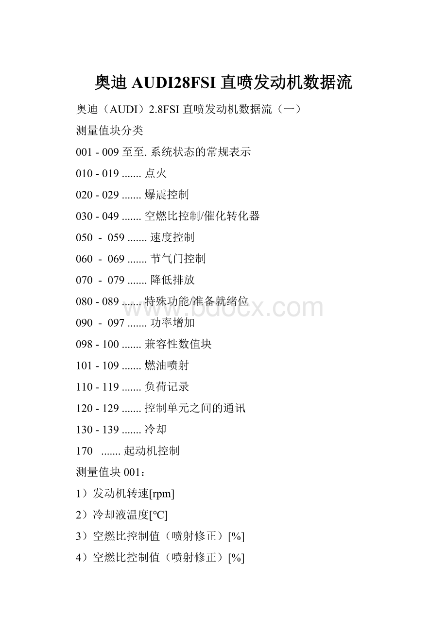 奥迪AUDI28FSI 直喷发动机数据流.docx