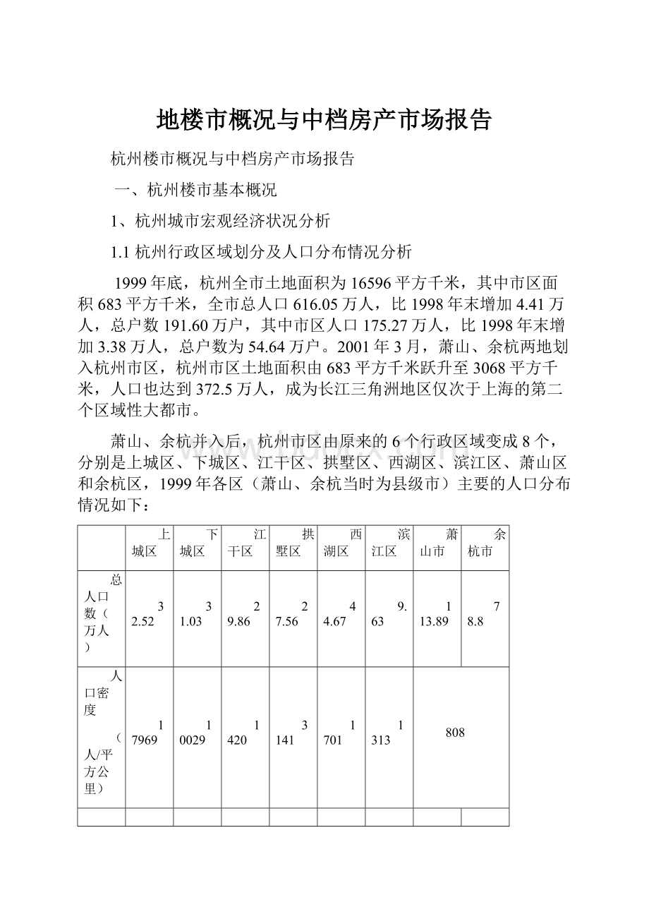 地楼市概况与中档房产市场报告.docx