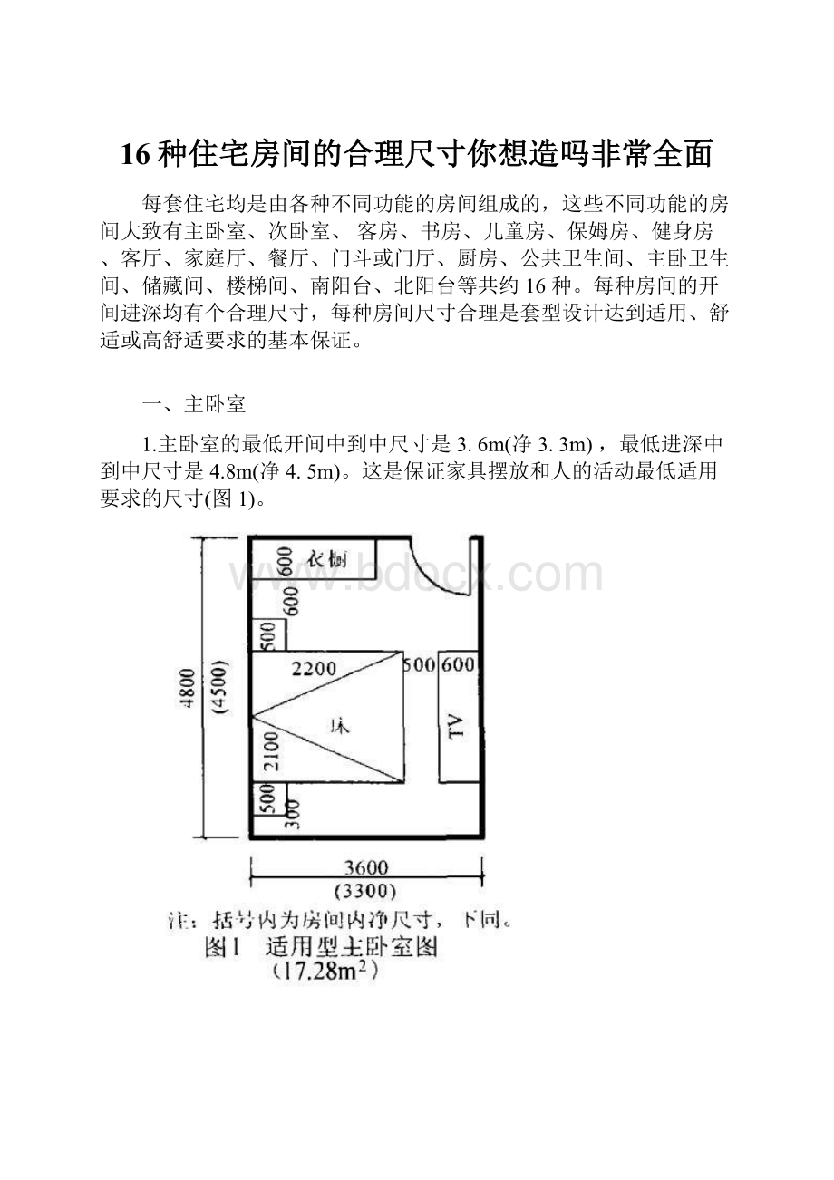 16种住宅房间的合理尺寸你想造吗非常全面.docx