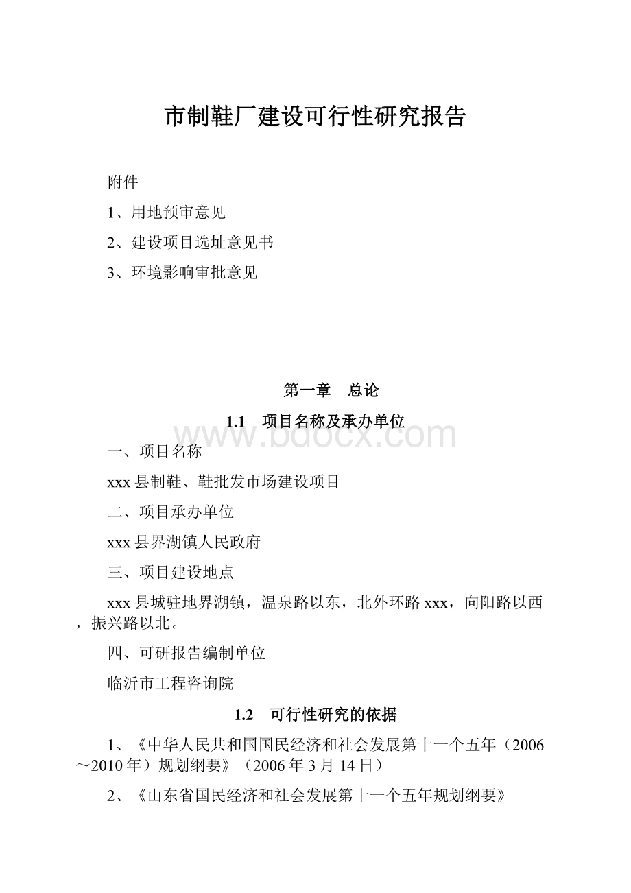 市制鞋厂建设可行性研究报告.docx_第1页