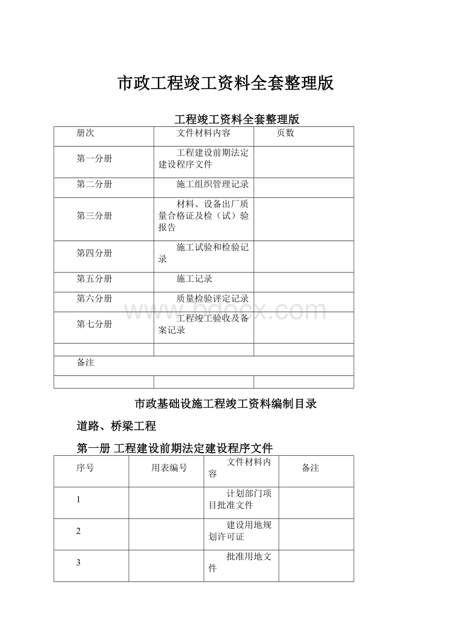 市政工程竣工资料全套整理版.docx