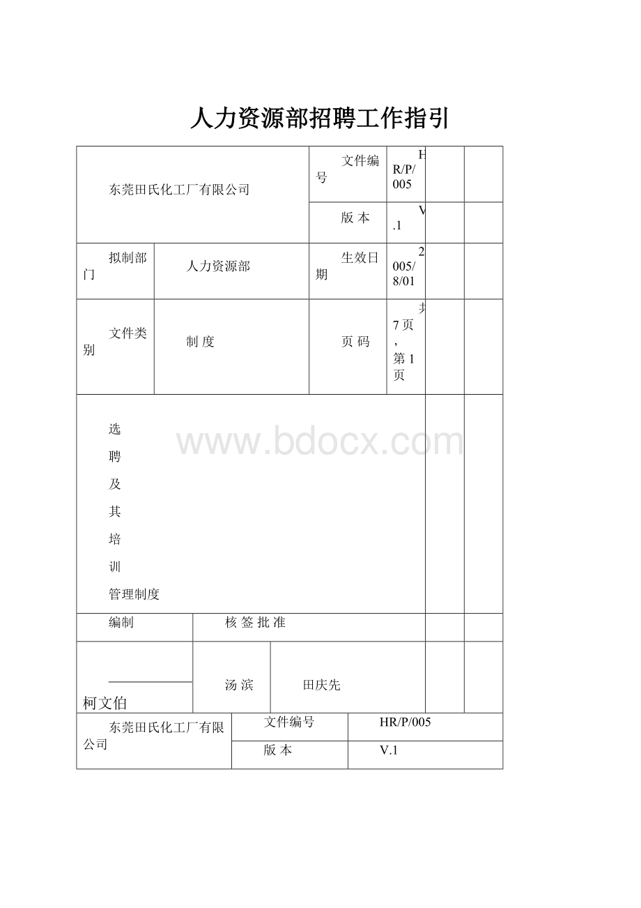 人力资源部招聘工作指引.docx