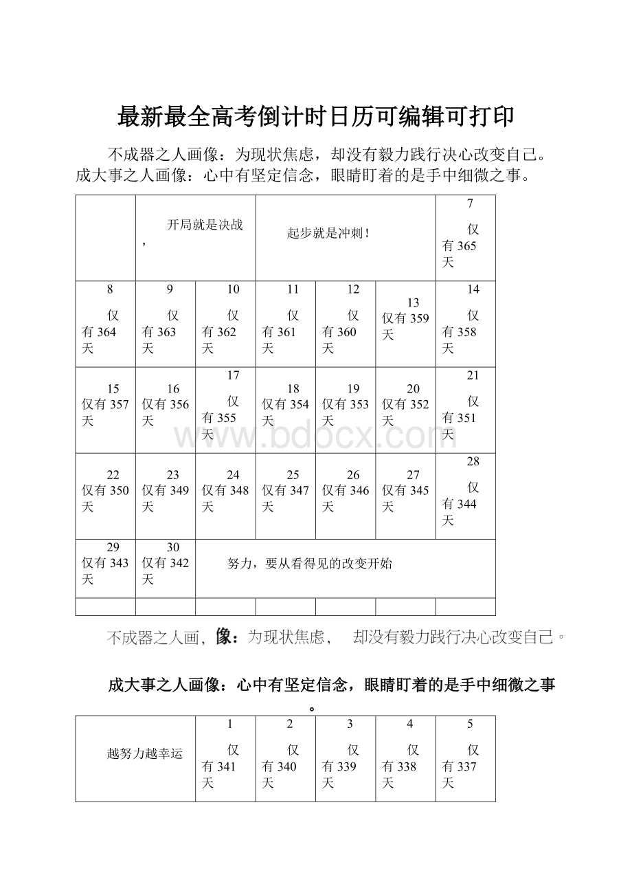 最新最全高考倒计时日历可编辑可打印.docx