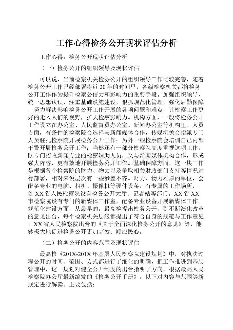 工作心得检务公开现状评估分析.docx