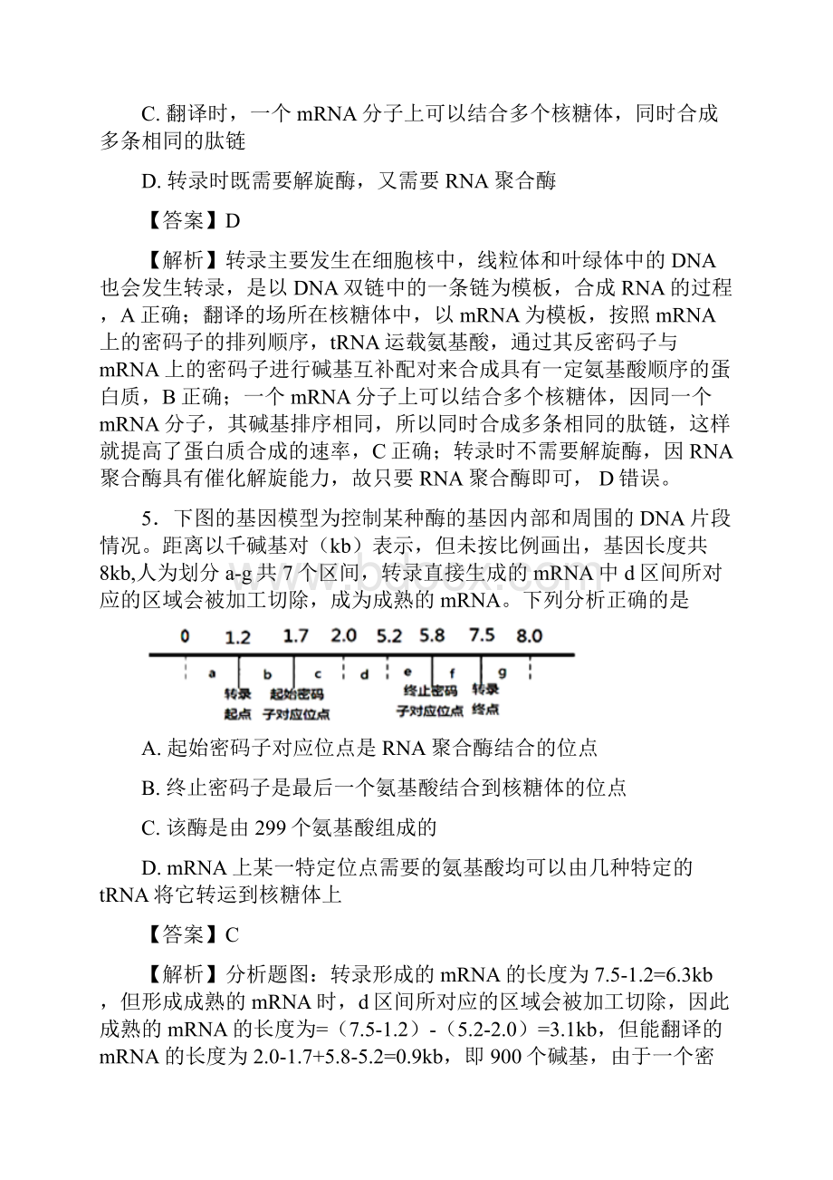 学年人教版必修2 基因指导蛋白质的合成 作业.docx_第3页