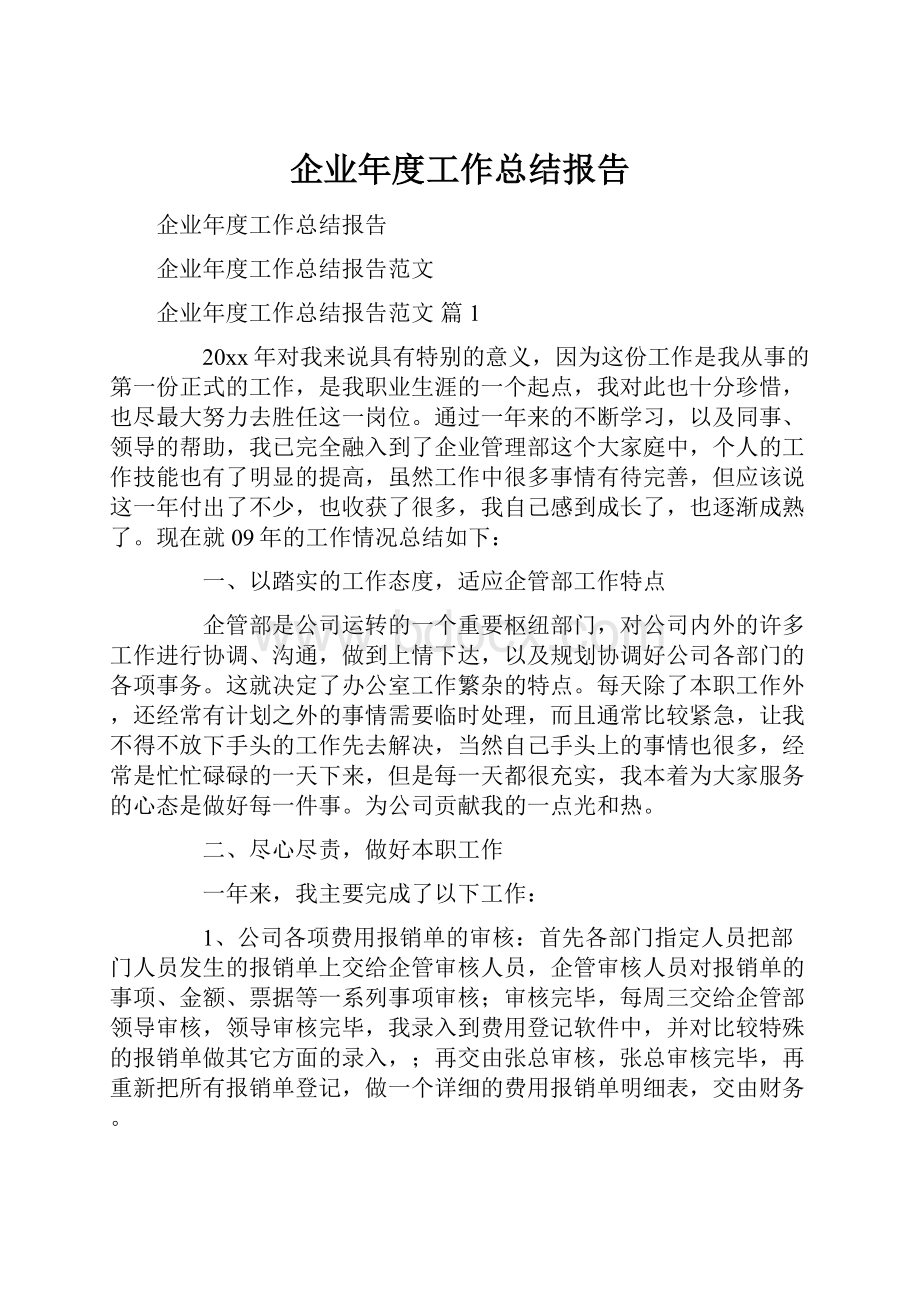 企业年度工作总结报告.docx