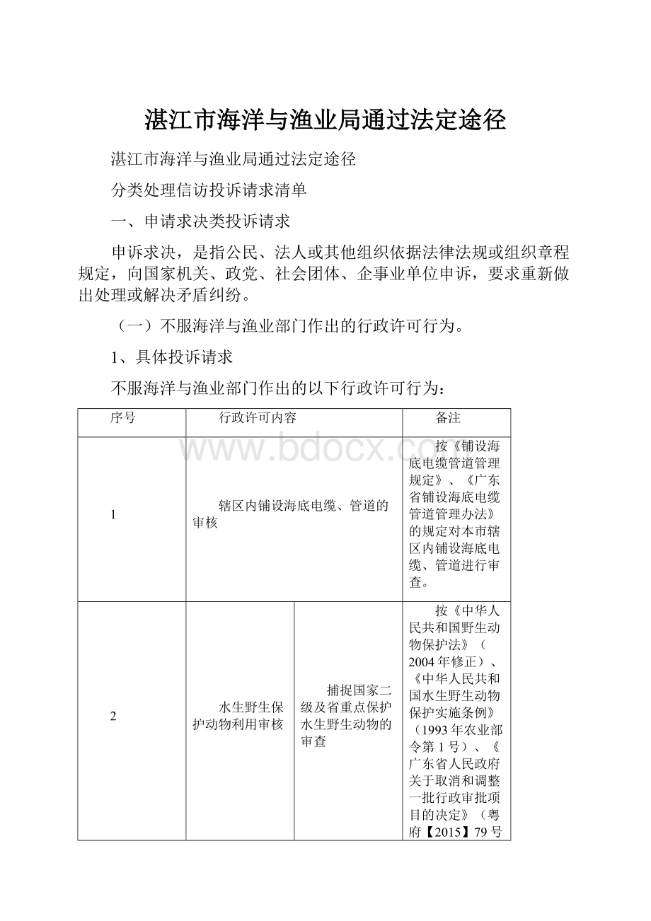 湛江市海洋与渔业局通过法定途径.docx