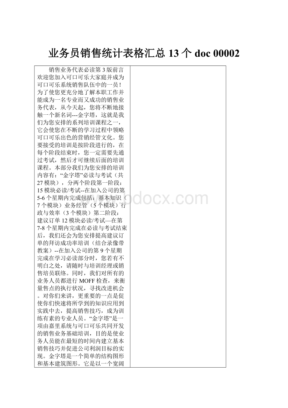 业务员销售统计表格汇总13个doc 00002.docx