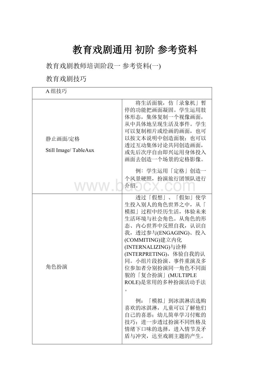 教育戏剧通用 初阶 参考资料.docx