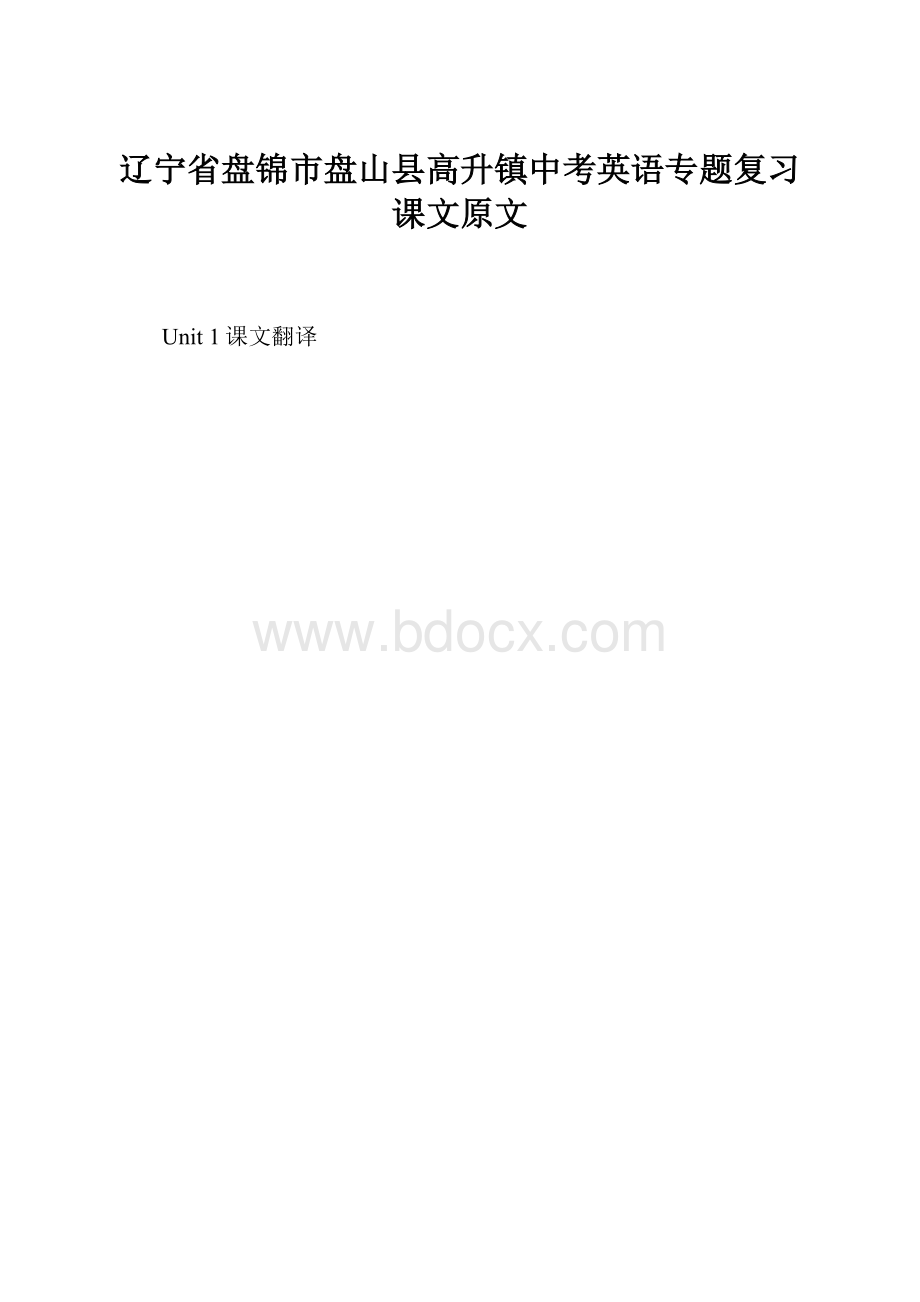 辽宁省盘锦市盘山县高升镇中考英语专题复习 课文原文.docx