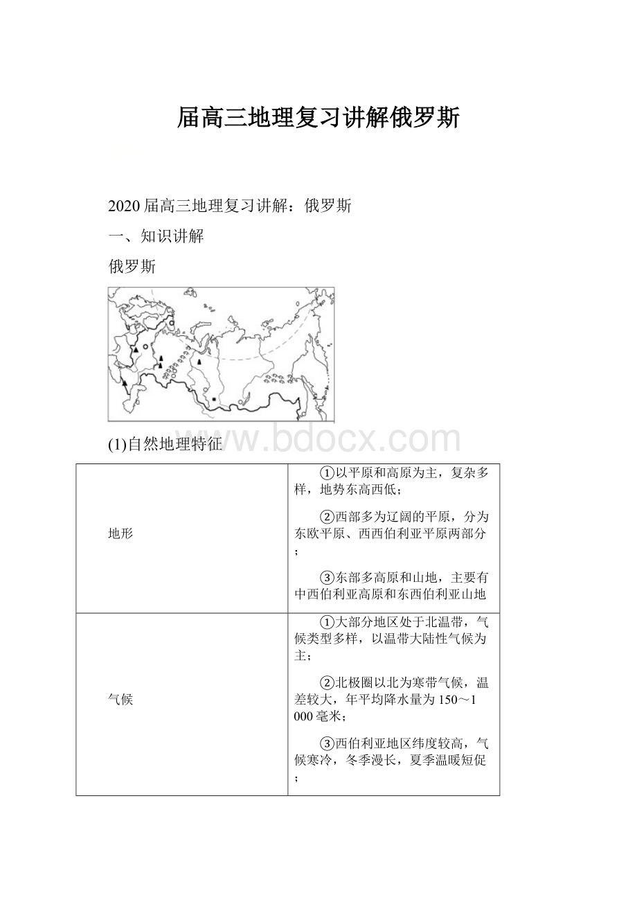 届高三地理复习讲解俄罗斯.docx_第1页