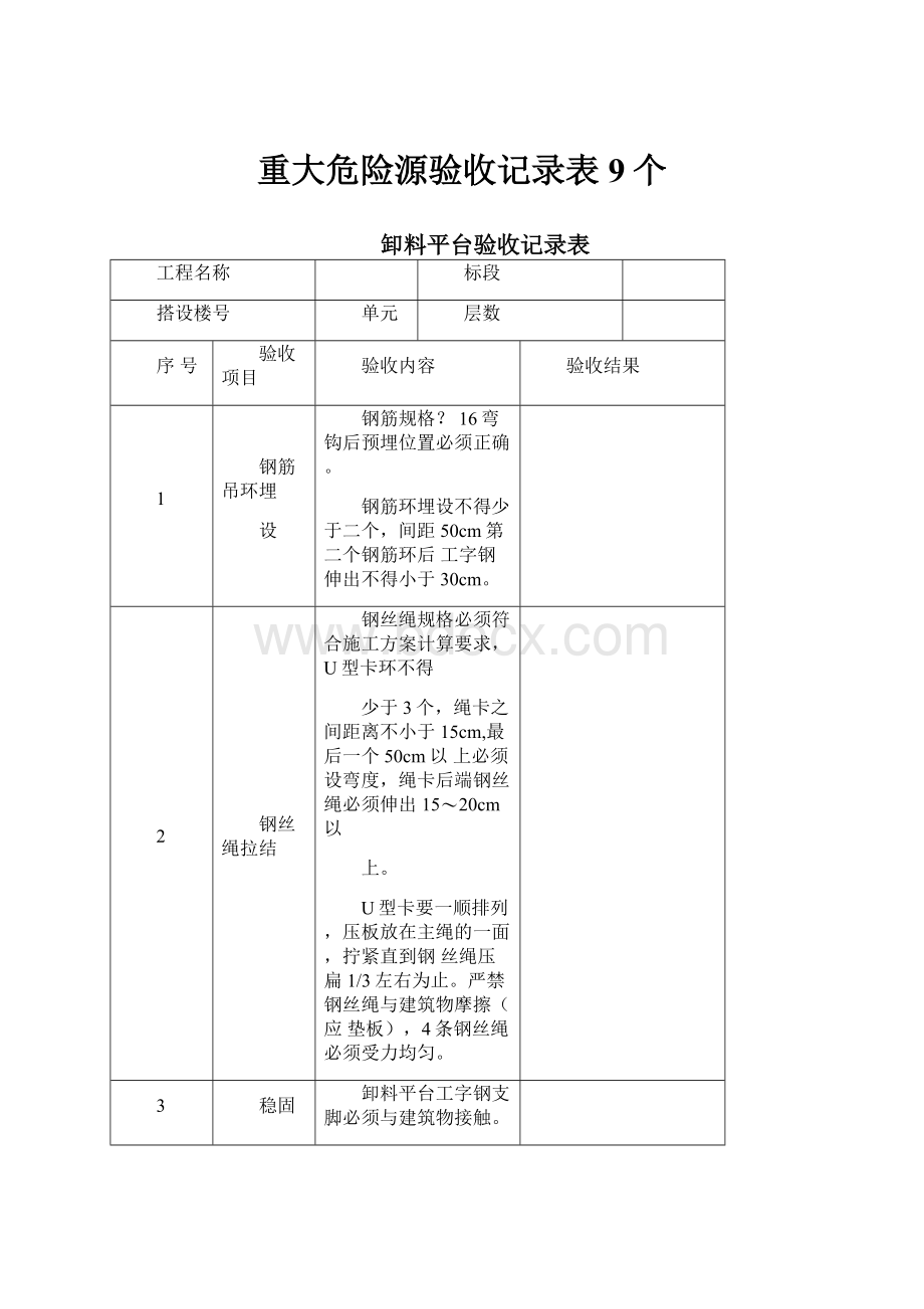 重大危险源验收记录表9个.docx