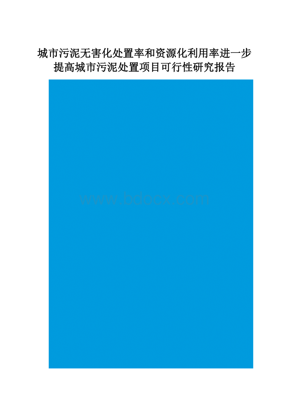 城市污泥无害化处置率和资源化利用率进一步提高城市污泥处置项目可行性研究报告.docx