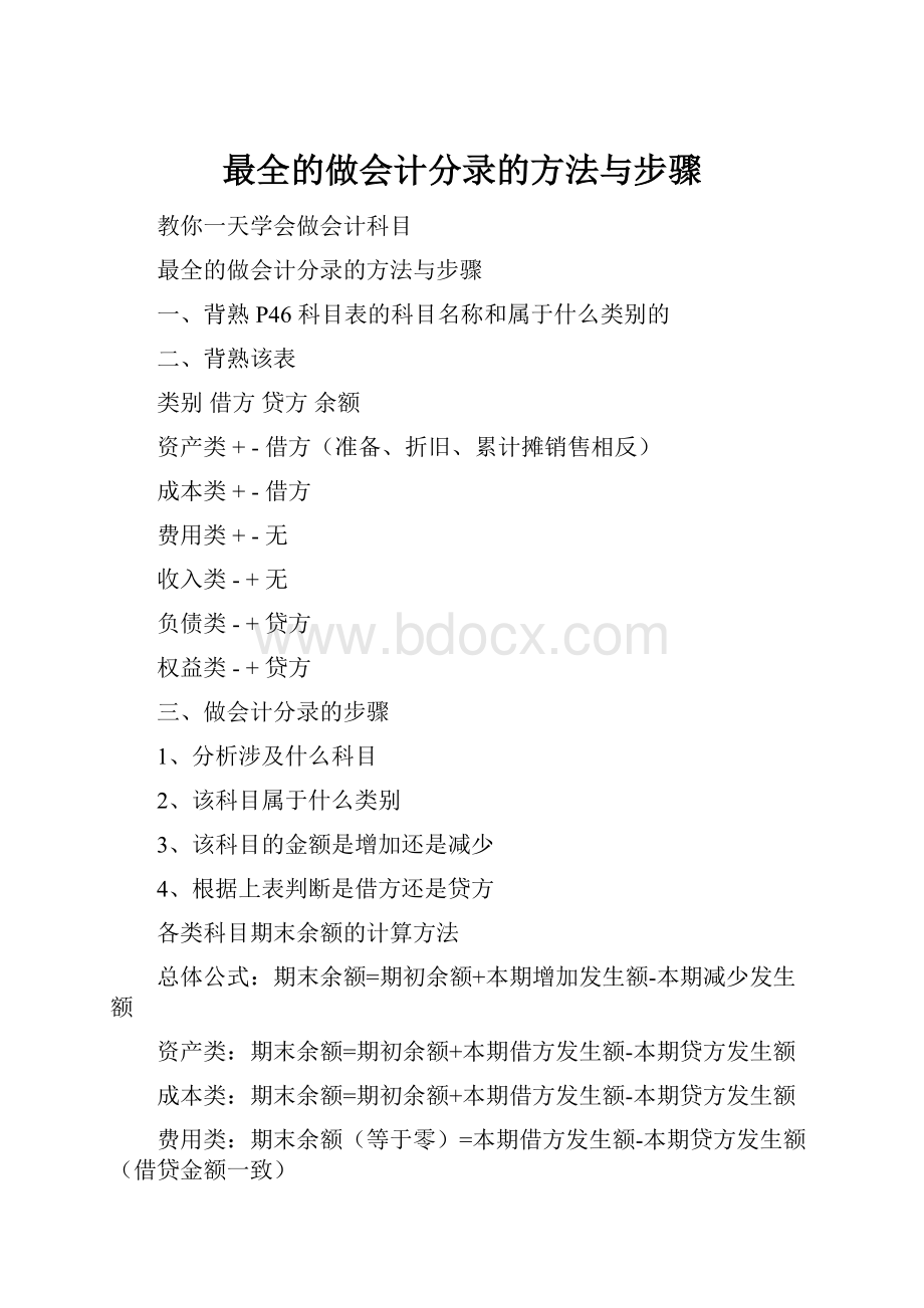 最全的做会计分录的方法与步骤.docx