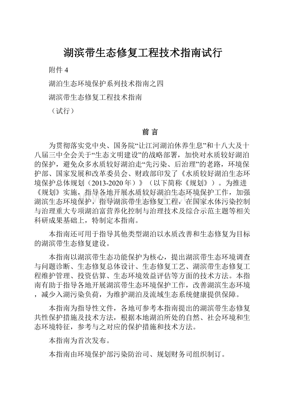 湖滨带生态修复工程技术指南试行.docx_第1页