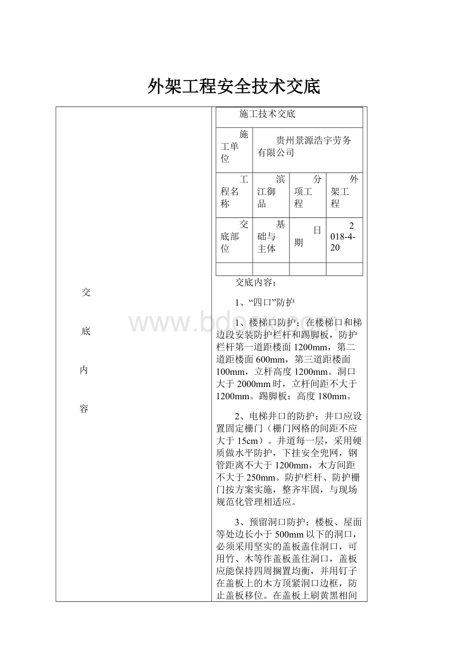 外架工程安全技术交底.docx