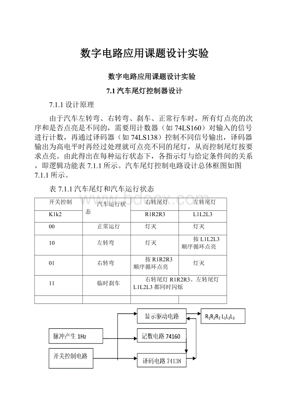 数字电路应用课题设计实验.docx_第1页