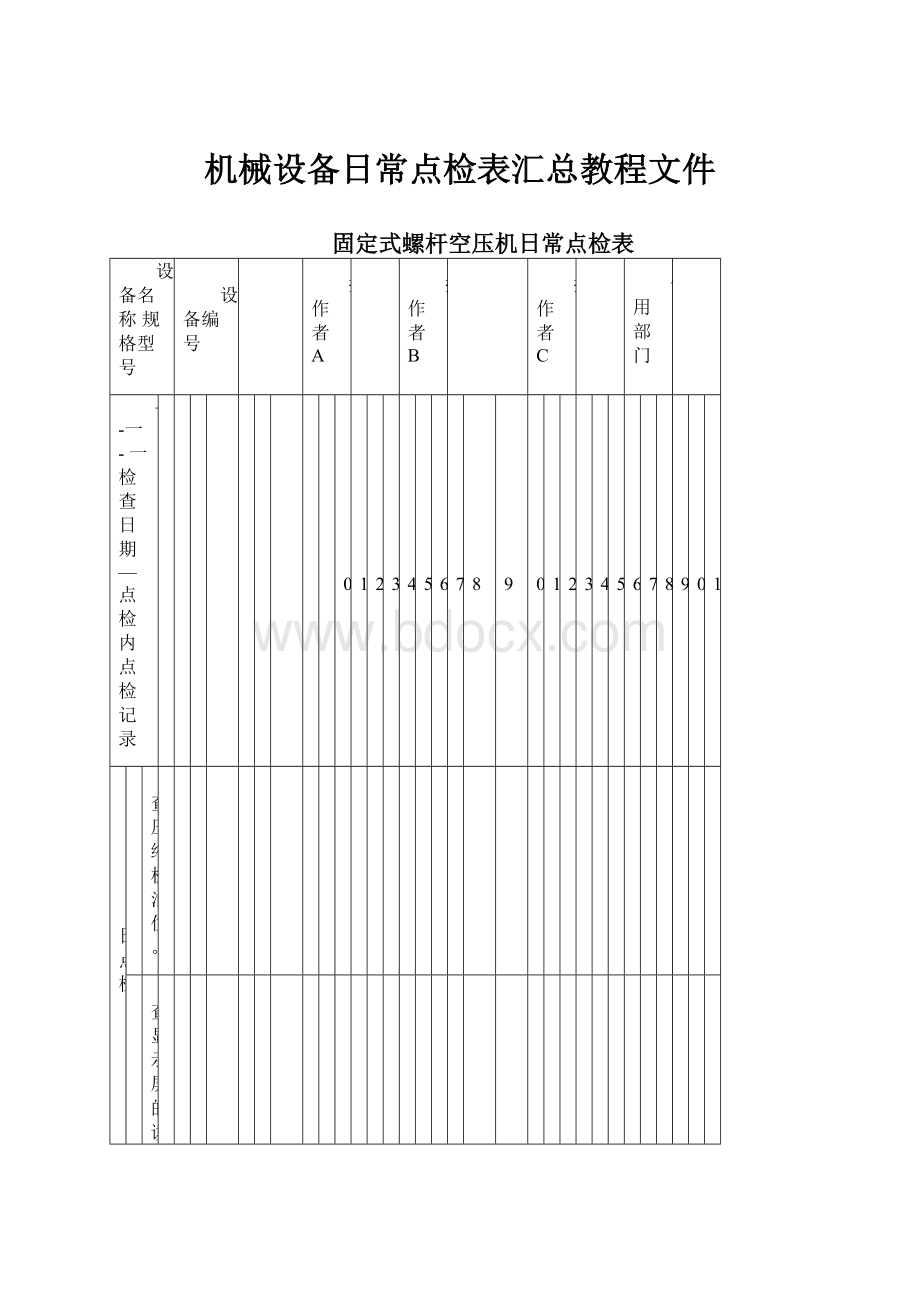 机械设备日常点检表汇总教程文件.docx_第1页