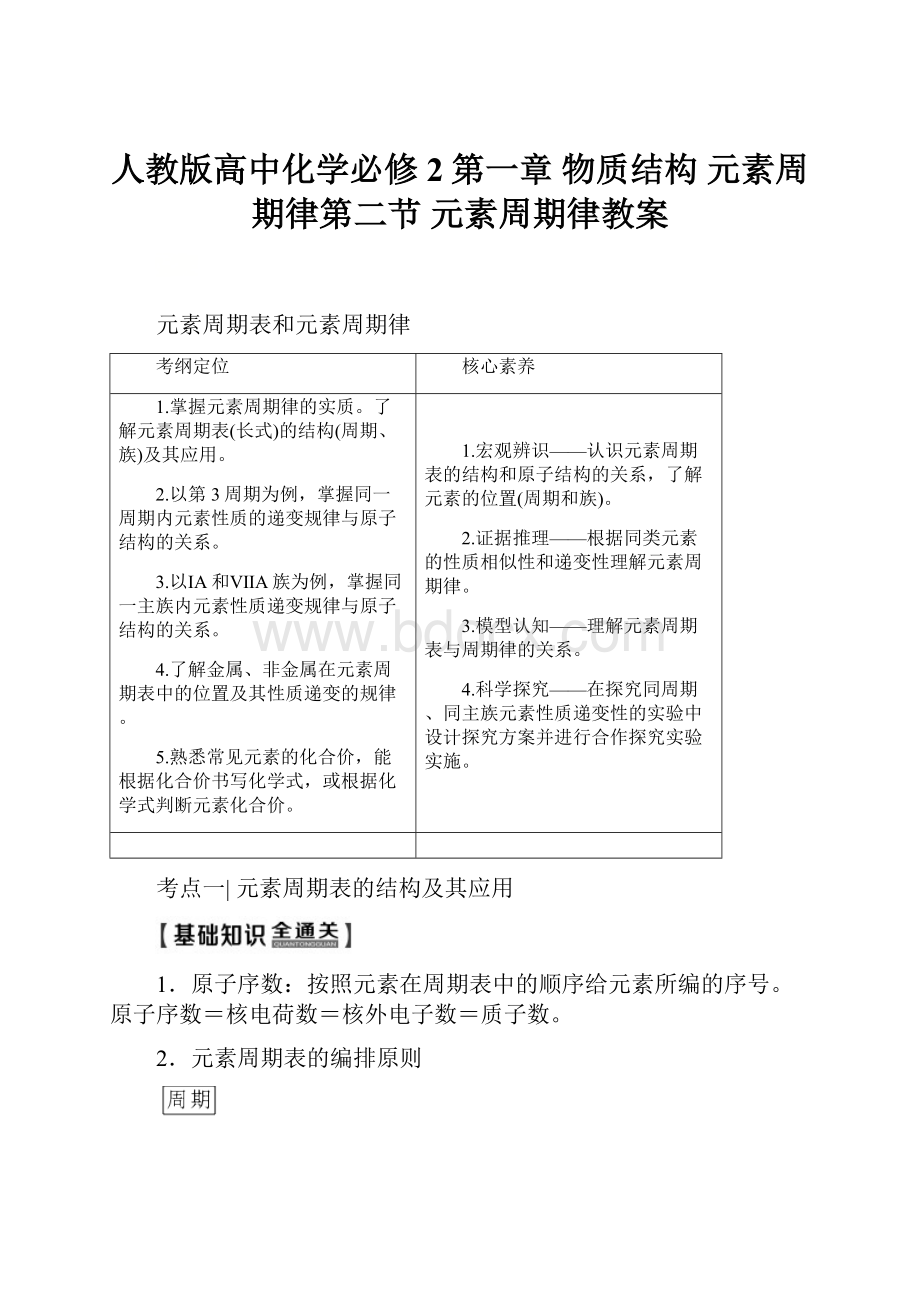 人教版高中化学必修2第一章 物质结构 元素周期律第二节 元素周期律教案.docx_第1页