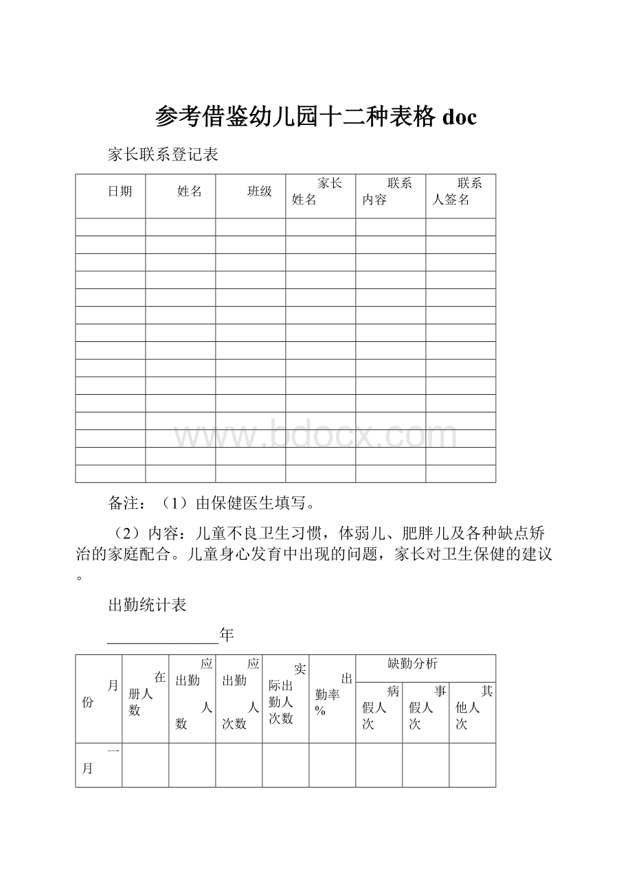 参考借鉴幼儿园十二种表格doc.docx