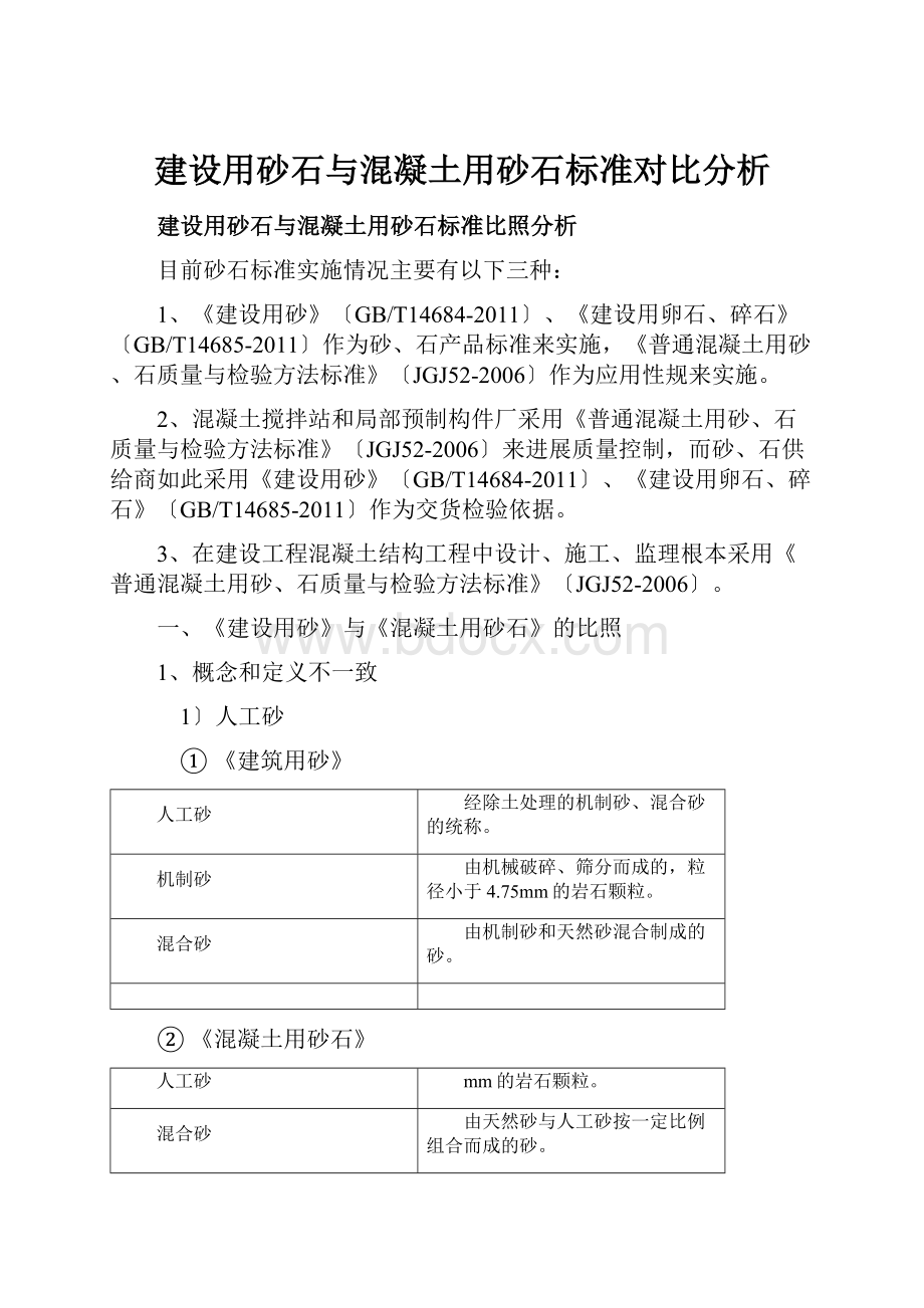 建设用砂石与混凝土用砂石标准对比分析.docx