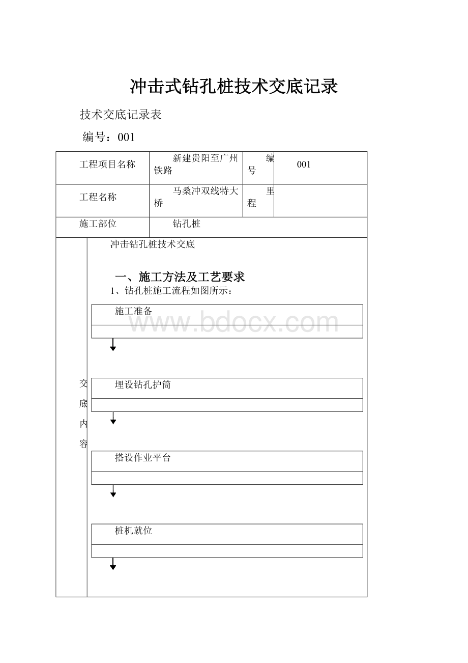 冲击式钻孔桩技术交底记录.docx_第1页