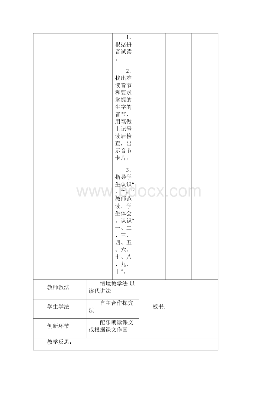 一年级上册语文教案表格形式.docx_第2页