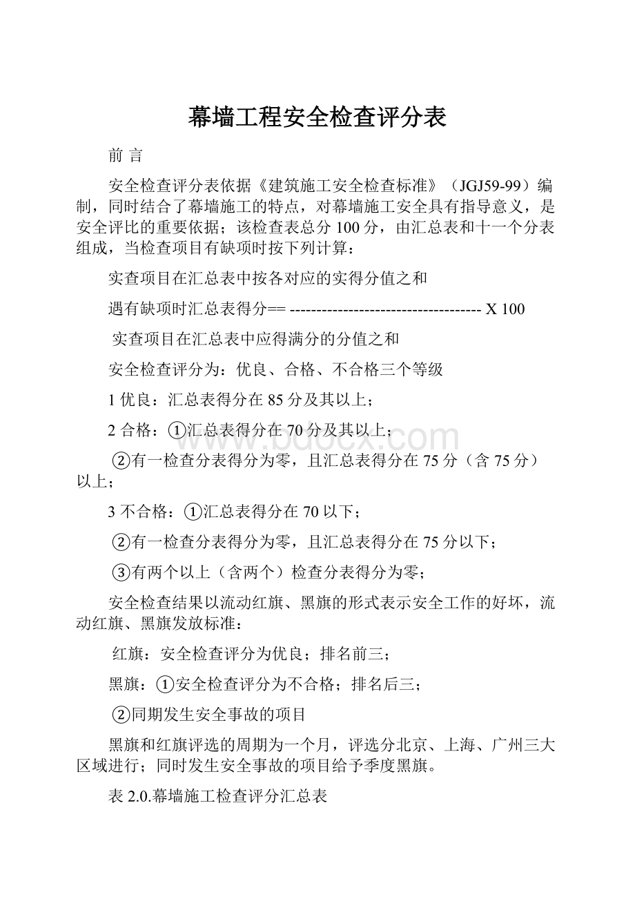 幕墙工程安全检查评分表.docx