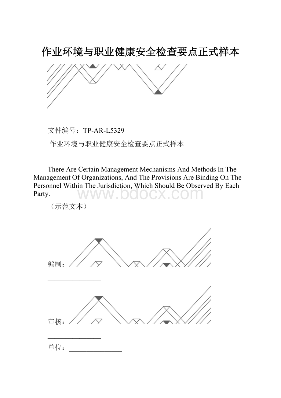 作业环境与职业健康安全检查要点正式样本.docx