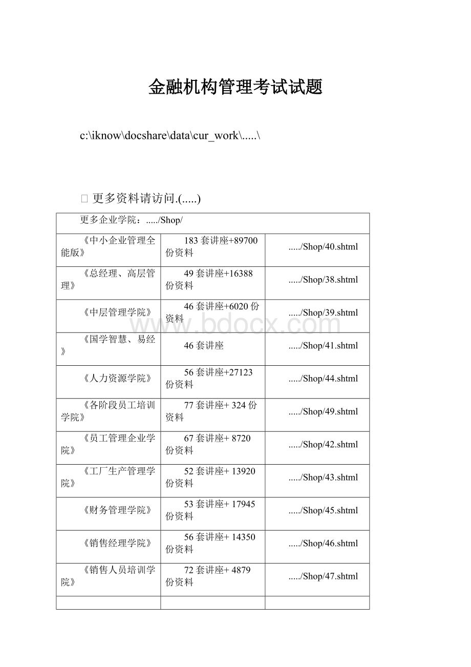 金融机构管理考试试题.docx_第1页