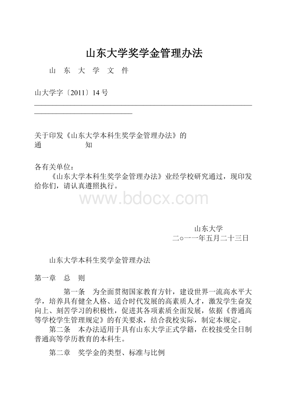 山东大学奖学金管理办法.docx