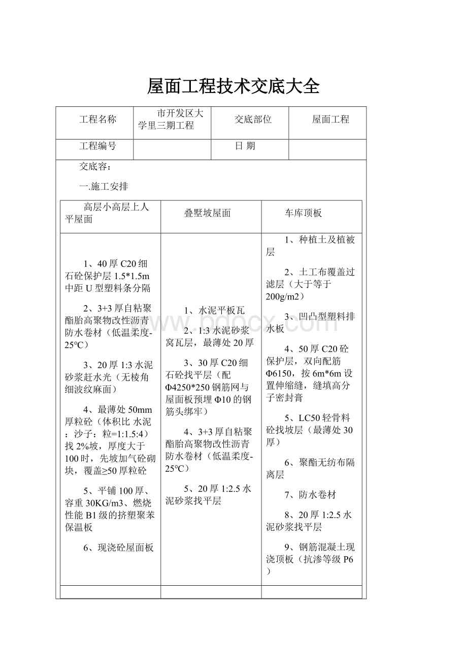 屋面工程技术交底大全.docx_第1页