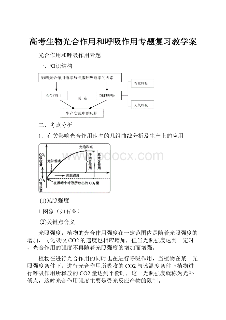 高考生物光合作用和呼吸作用专题复习教学案.docx