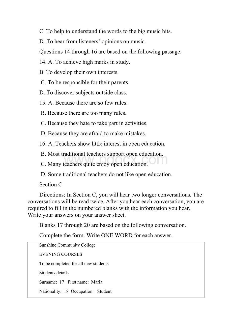 上海市静安区届高三上学期期末教学质量检测英语试题.docx_第3页