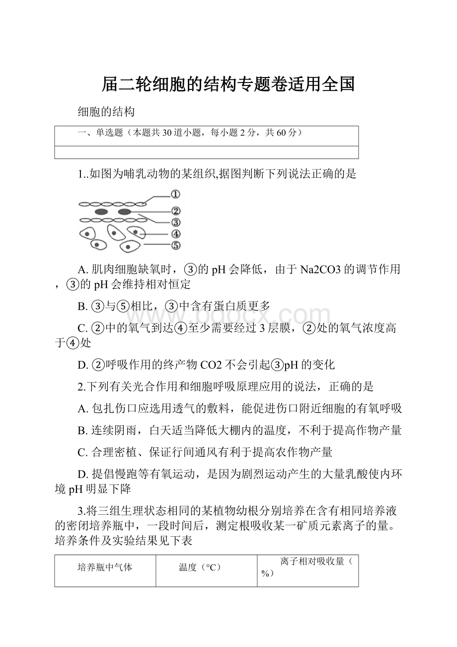 届二轮细胞的结构专题卷适用全国.docx