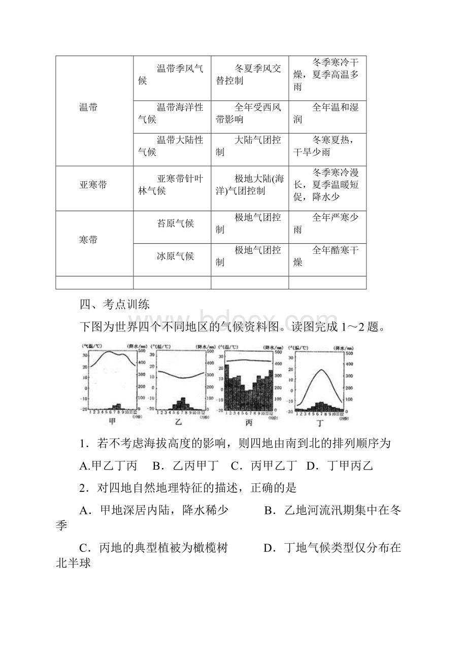 届高三地理复习考点分析气候类型及判读.docx_第2页