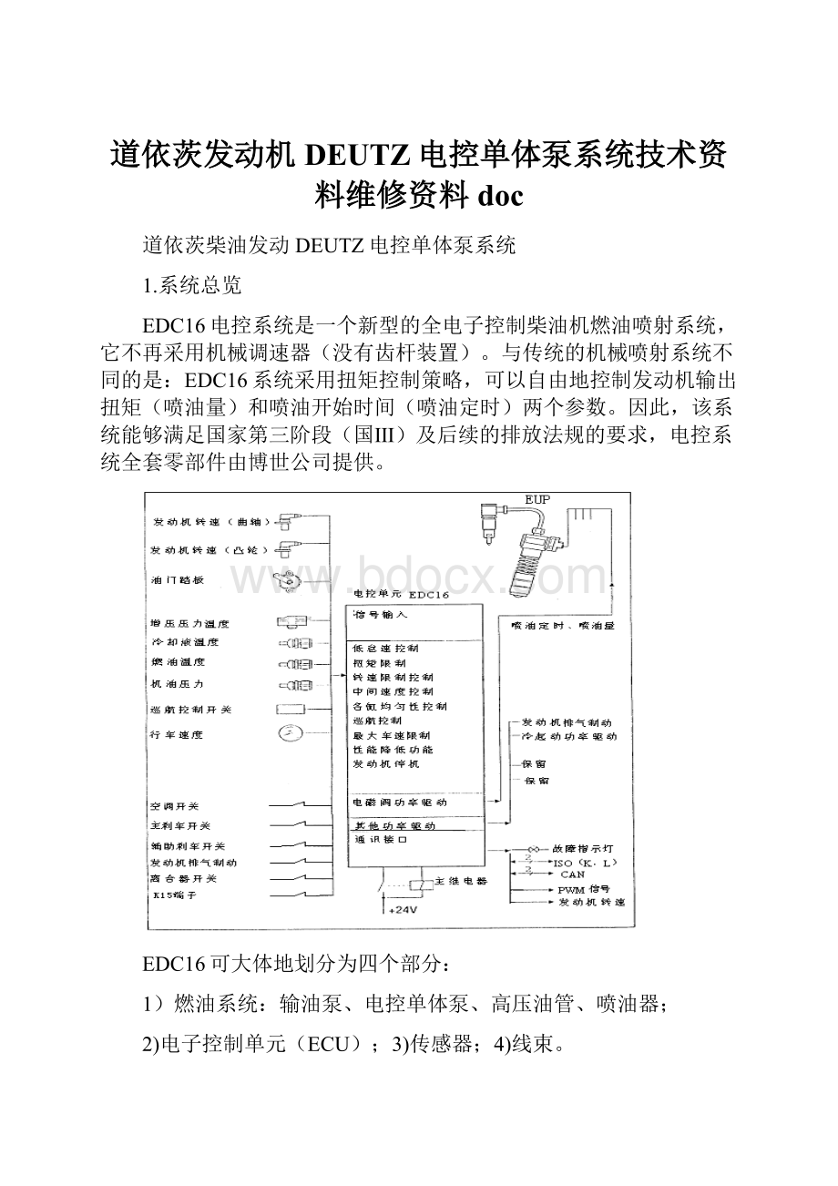 道依茨发动机DEUTZ电控单体泵系统技术资料维修资料doc.docx