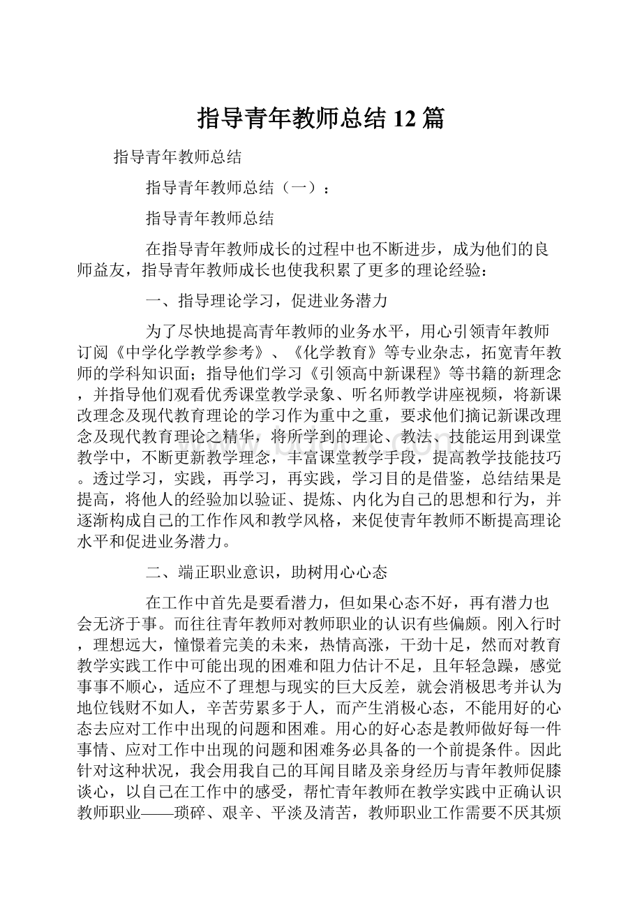 指导青年教师总结12篇.docx