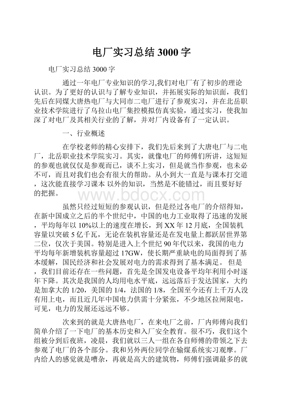 电厂实习总结3000字.docx