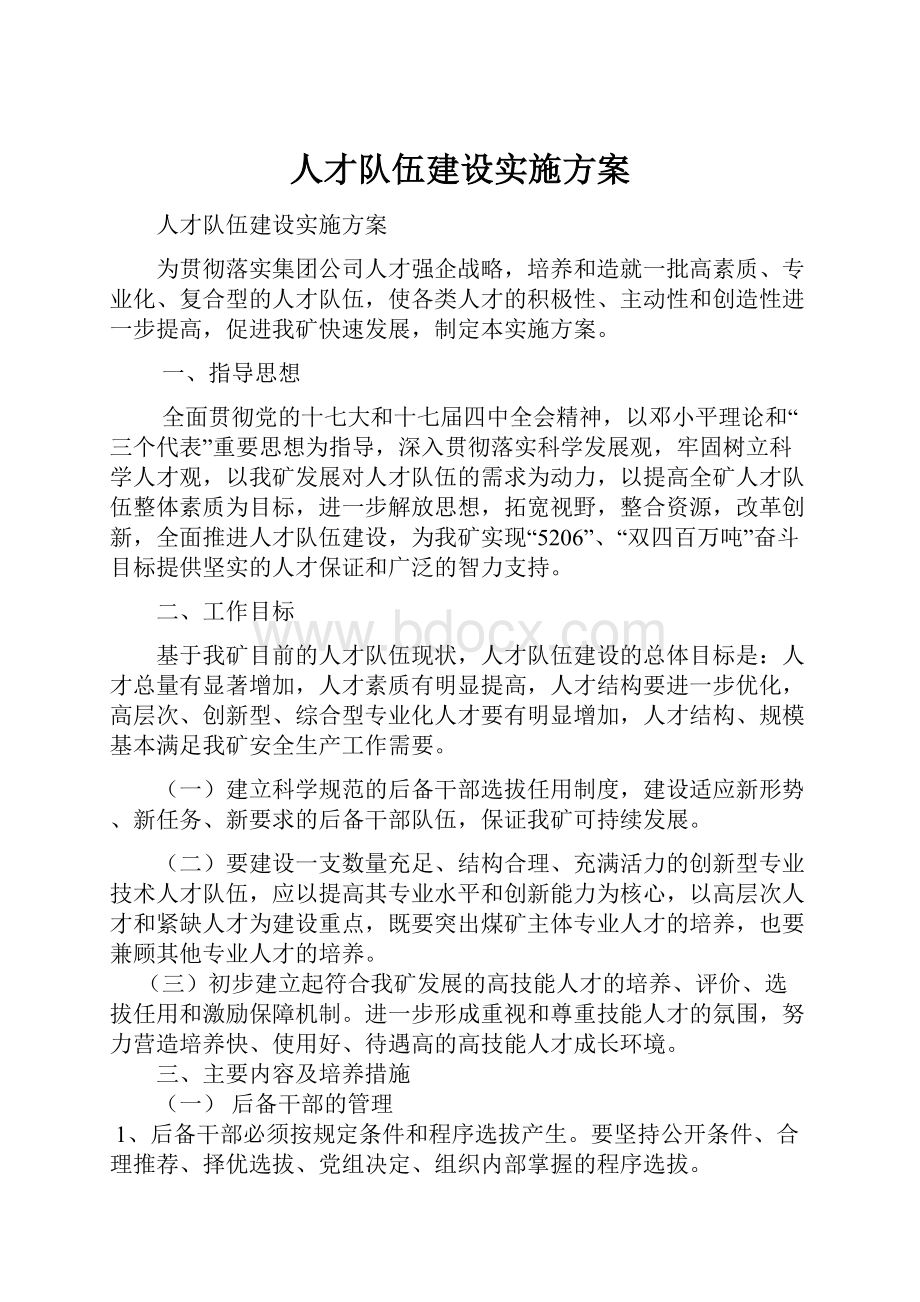 人才队伍建设实施方案.docx_第1页