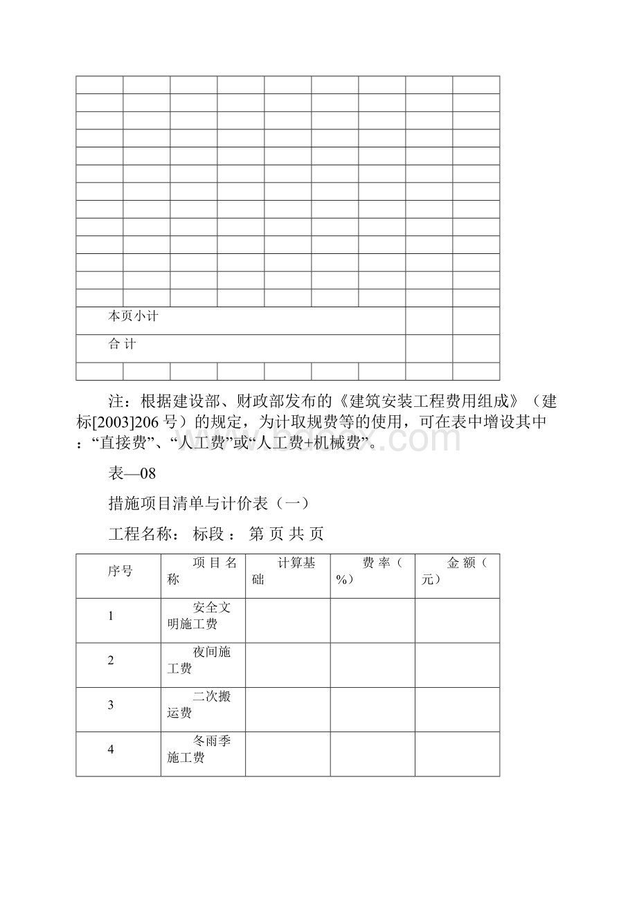 工程量清单编制使用表格.docx_第3页